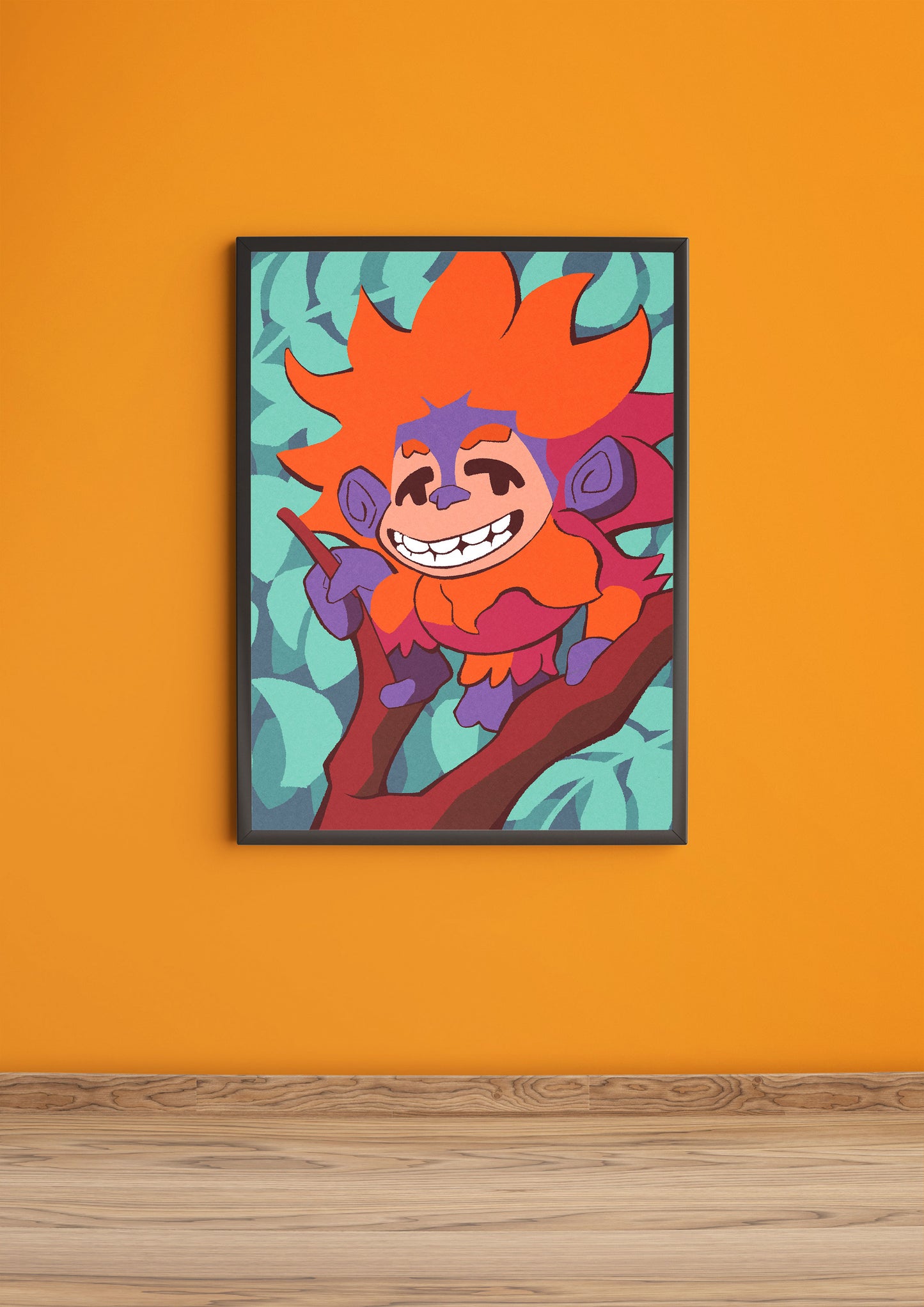 Baby Orangutan poster in Black frame Art Print