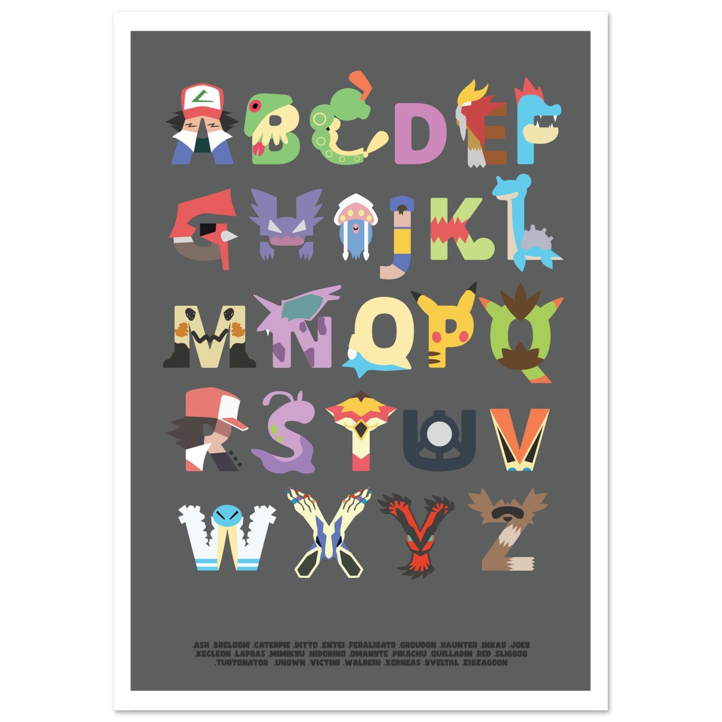 Pokemon-Alphabet-Bordered-Poster-Print